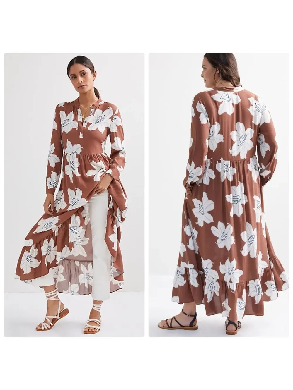 anthropologie maxi dress poshmark Anthropologie Brown Floral Maxi Dress